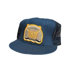 Vintage 80s Carhartt Bicentennial Hat Denim Blue Snapback Cap USA Deadstock NWOT